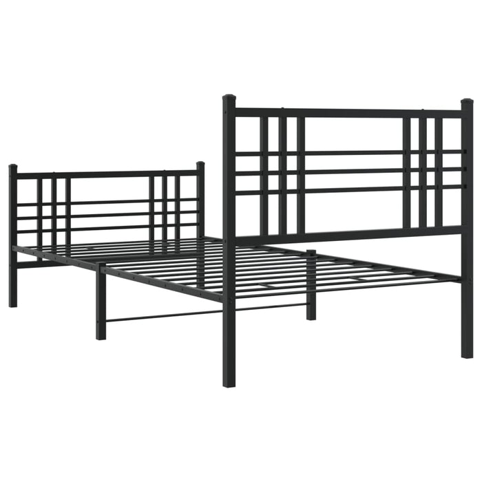 Cadru pat metalic cu tăblii de cap/picioare, negru, 90x190 cm - WALTI WALTI