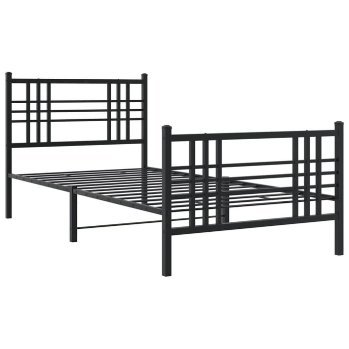 Cadru pat metalic cu tăblii de cap/picioare, negru, 100x190 cm - WALTI WALTI