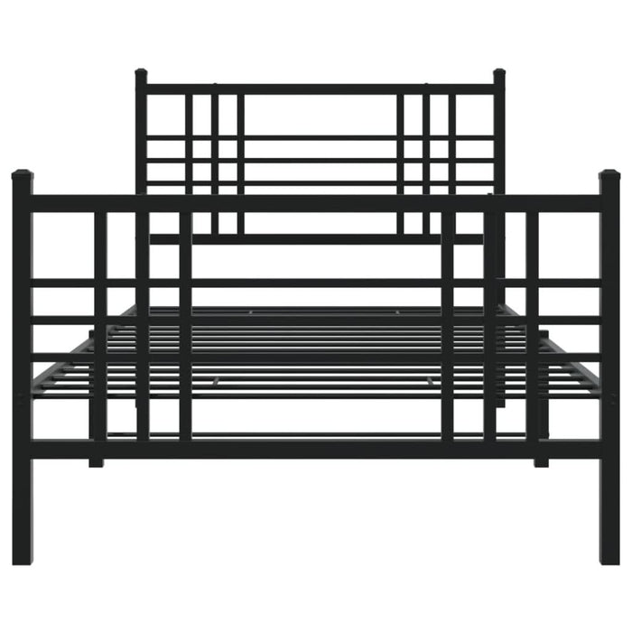 Cadru pat metalic cu tăblii de cap/picioare, negru, 100x190 cm - WALTI WALTI