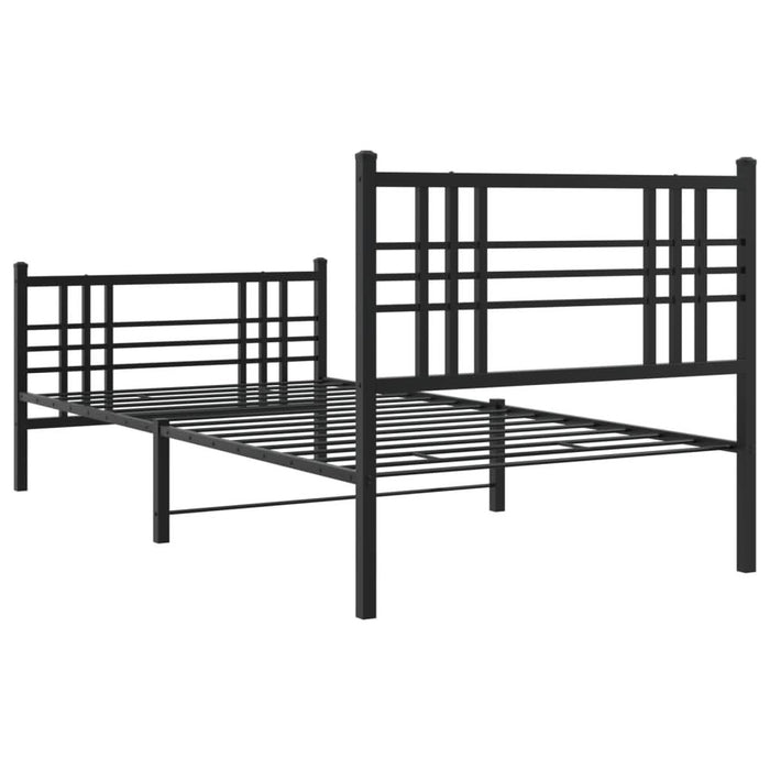 Cadru pat metalic cu tăblii de cap/picioare, negru, 100x190 cm - WALTI WALTI