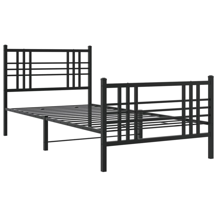 Cadru pat metalic cu tăblii de cap/picioare, negru, 100x200 cm WALTI