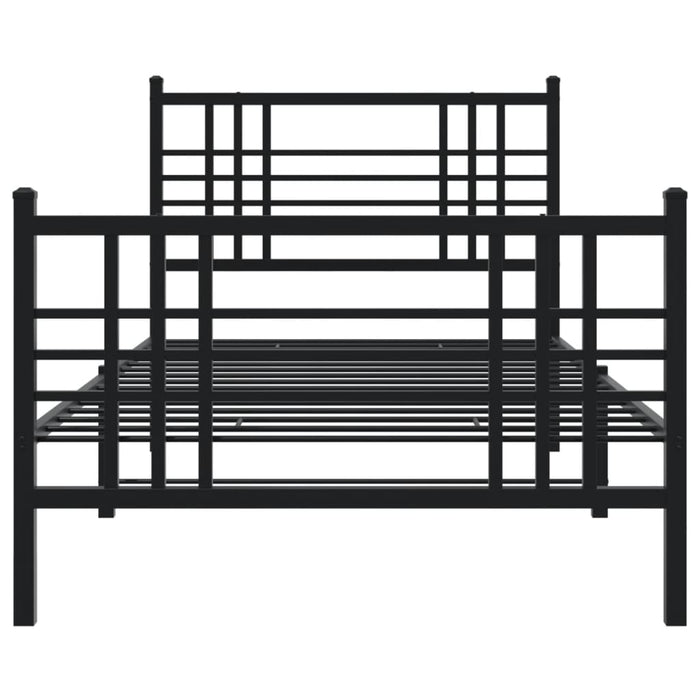 Cadru pat metalic cu tăblii de cap/picioare, negru, 100x200 cm WALTI