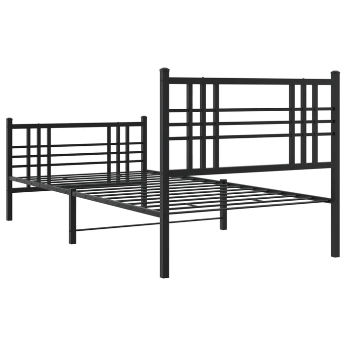 Cadru pat metalic cu tăblii de cap/picioare, negru, 100x200 cm WALTI