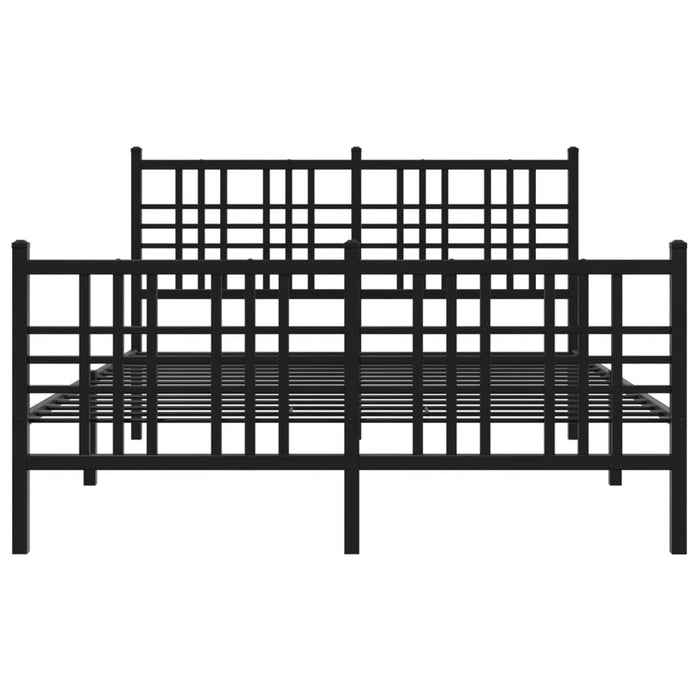 Cadru pat metalic cu tăblie de cap/picioare, negru, 120x190 cm - WALTI WALTI