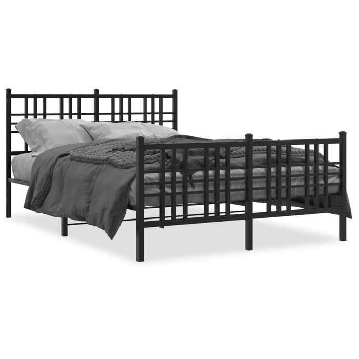 Cadru pat metalic cu tăblie de cap/picioare, negru, 137x190 cm - WALTI WALTI