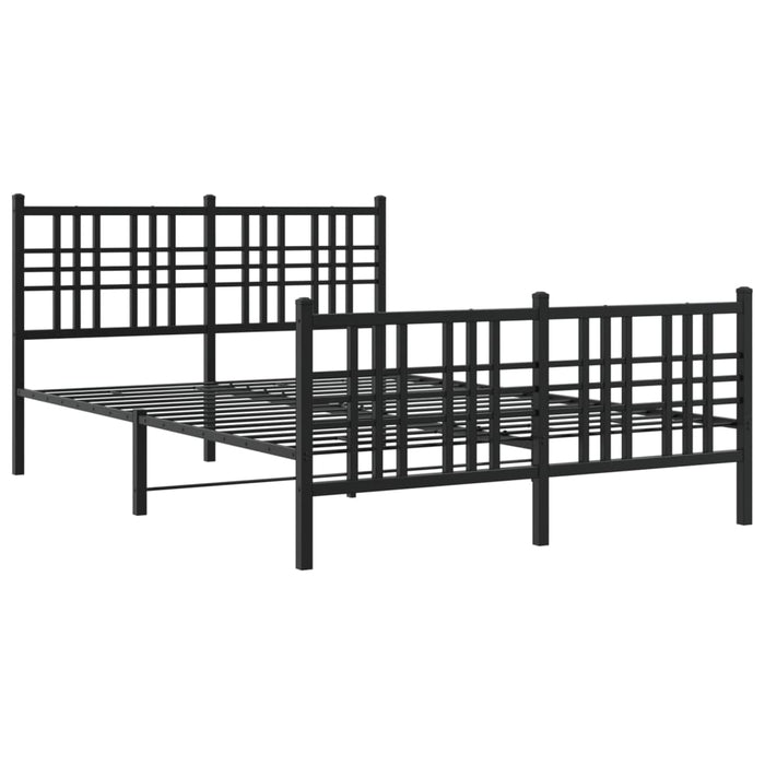 Cadru pat metalic cu tăblie de cap/picioare, negru, 137x190 cm - WALTI WALTI