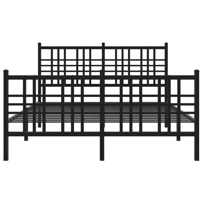Cadru pat metalic cu tăblie de cap/picioare, negru, 137x190 cm - WALTI WALTI