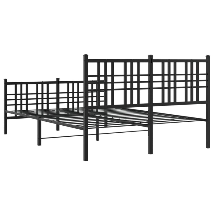 Cadru pat metalic cu tăblie de cap/picioare, negru, 137x190 cm - WALTI WALTI