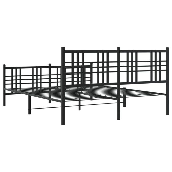 Cadru pat metalic cu tăblie de cap/picioare, negru, 150x200 cm - WALTI WALTI