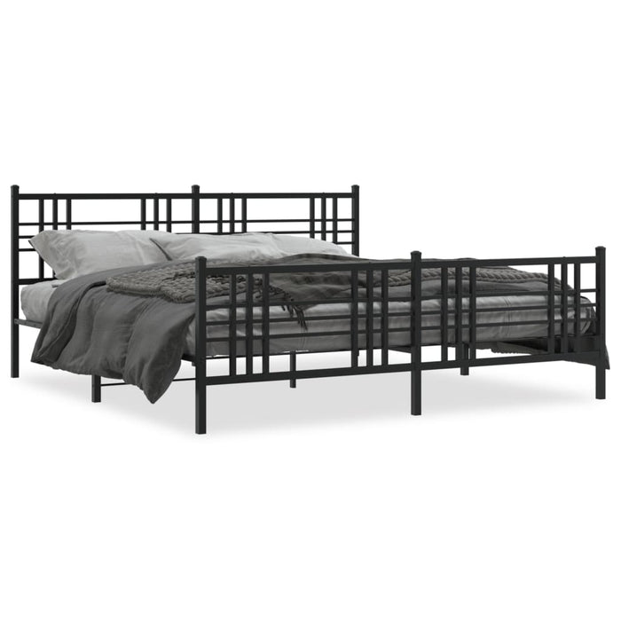 Cadru pat metalic cu tăblii de cap/picioare, negru, 183x213 cm - WALTI WALTI