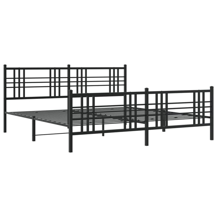 Cadru pat metalic cu tăblii de cap/picioare, negru, 183x213 cm - WALTI WALTI