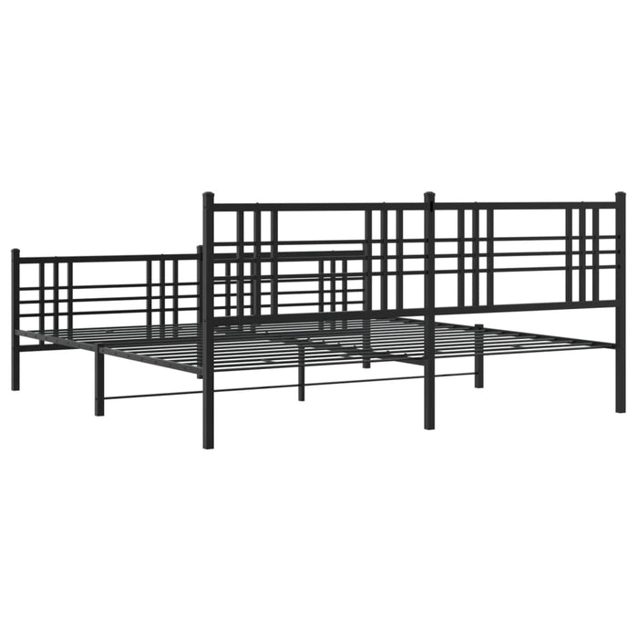 Cadru pat metalic cu tăblii de cap/picioare, negru, 183x213 cm - WALTI WALTI