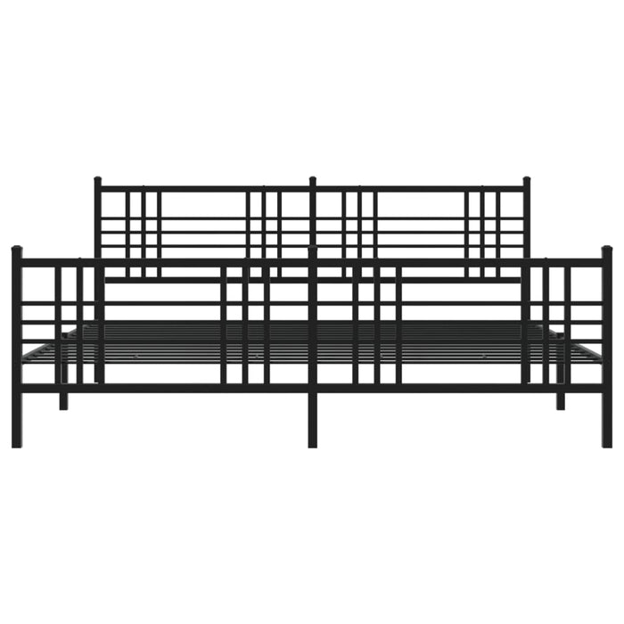 Cadru pat metalic cu tăblii de cap/picioare, negru, 200x200 cm - WALTI WALTI
