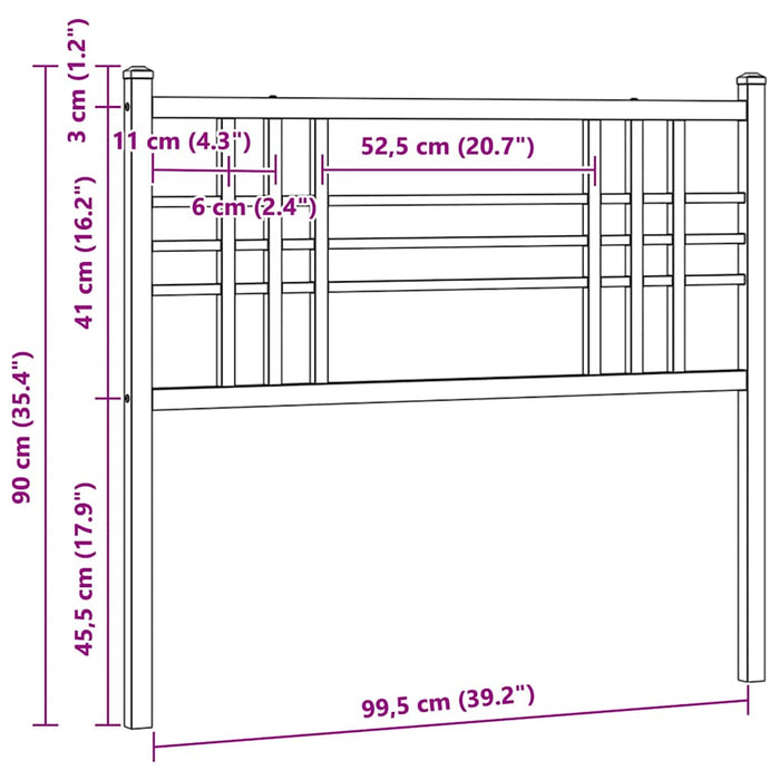 Tăblie de pat de schimb metalică, negru, 100 cm WALTI