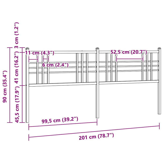 Tăblie de pat de schimb metalică, negru, 200 cm WALTI