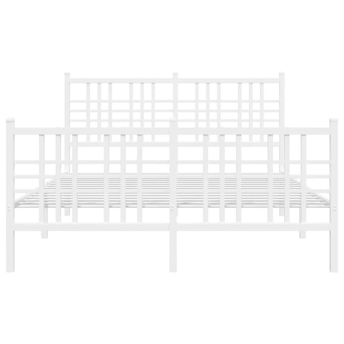 Cadru de pat metalic cu tăblie de cap/picioare, alb, 137x190 cm - WALTI WALTI
