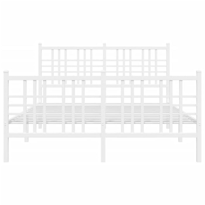 Cadru de pat metalic cu tăblie de cap/picioare, alb, 140x190 cm - WALTI WALTI