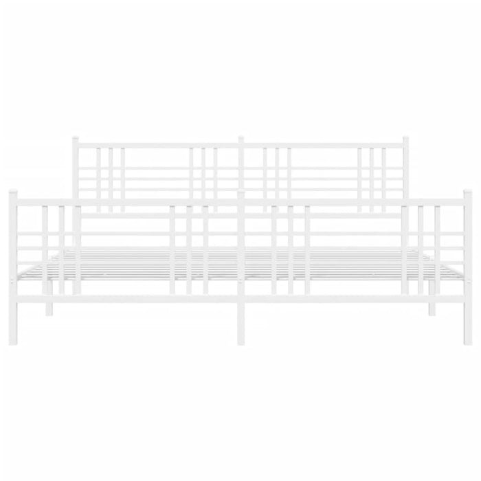 Cadru de pat metalic cu tăblie de cap/picioare, alb, 180x200 cm WALTI