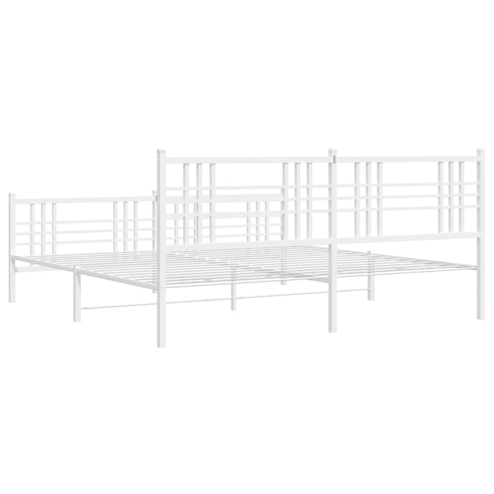 Cadru de pat metalic cu tăblie de cap/picioare, alb, 183x213 cm - WALTI WALTI