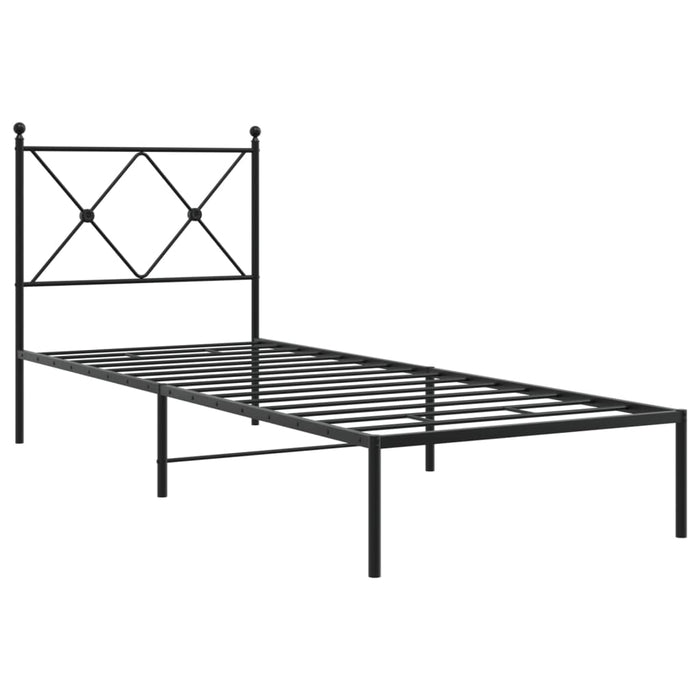 Cadru de pat metalic cu tăblie, negru, 75x190 cm - WALTI WALTI