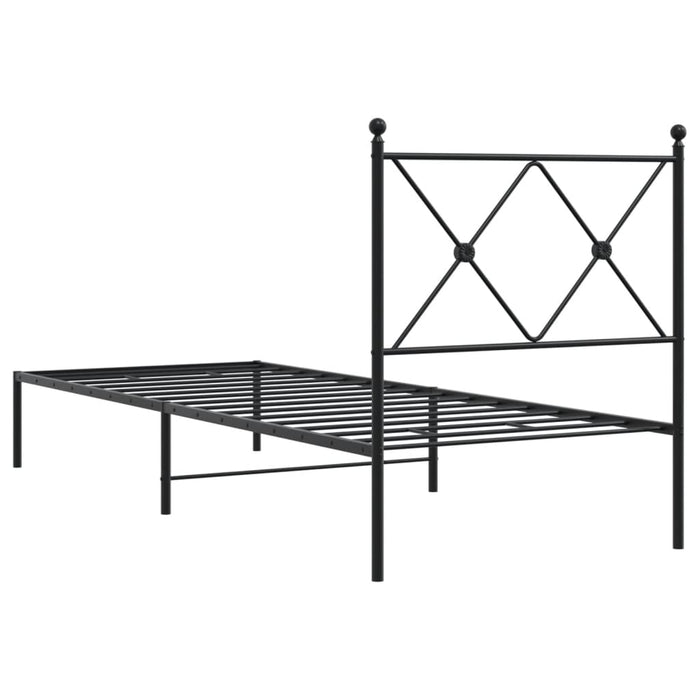 Cadru de pat metalic cu tăblie, negru, 75x190 cm - WALTI WALTI