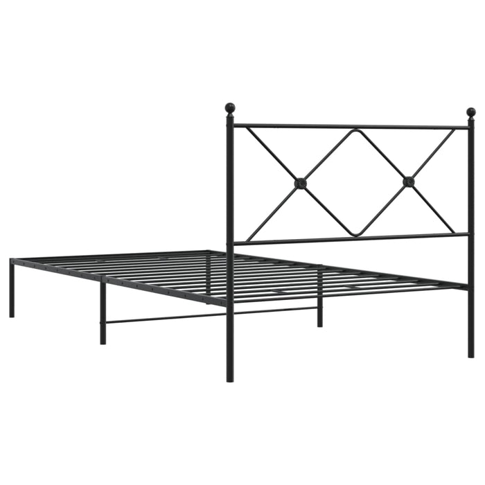 Cadru de pat din metal cu tăblie, negru, 100x200 cm WALTI