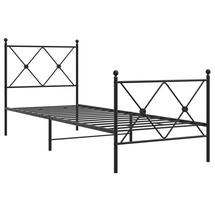 Cadru pat metalic cu tăblii de cap/picioare, negru, 75x190 cm - WALTI WALTI