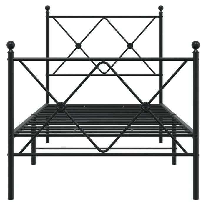 Cadru pat metalic cu tăblii de cap/picioare, negru, 75x190 cm - WALTI WALTI