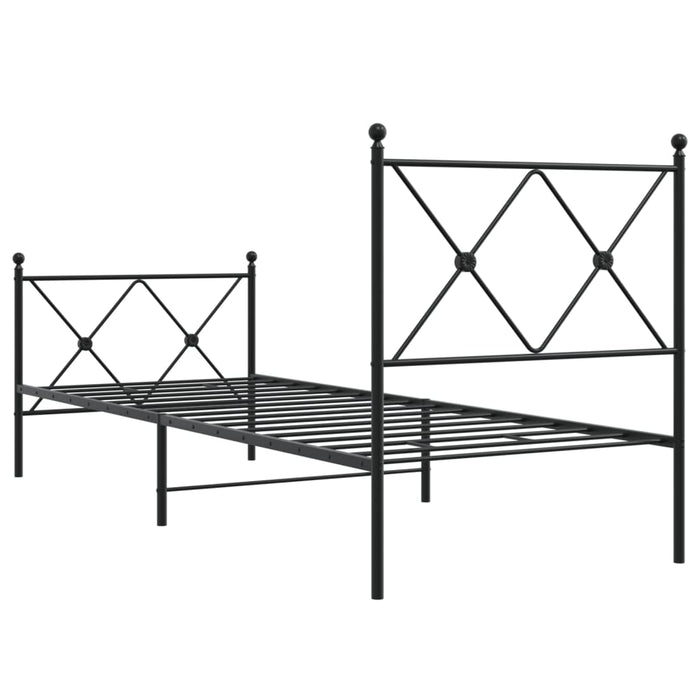 Cadru pat metalic cu tăblii de cap/picioare, negru, 75x190 cm - WALTI WALTI