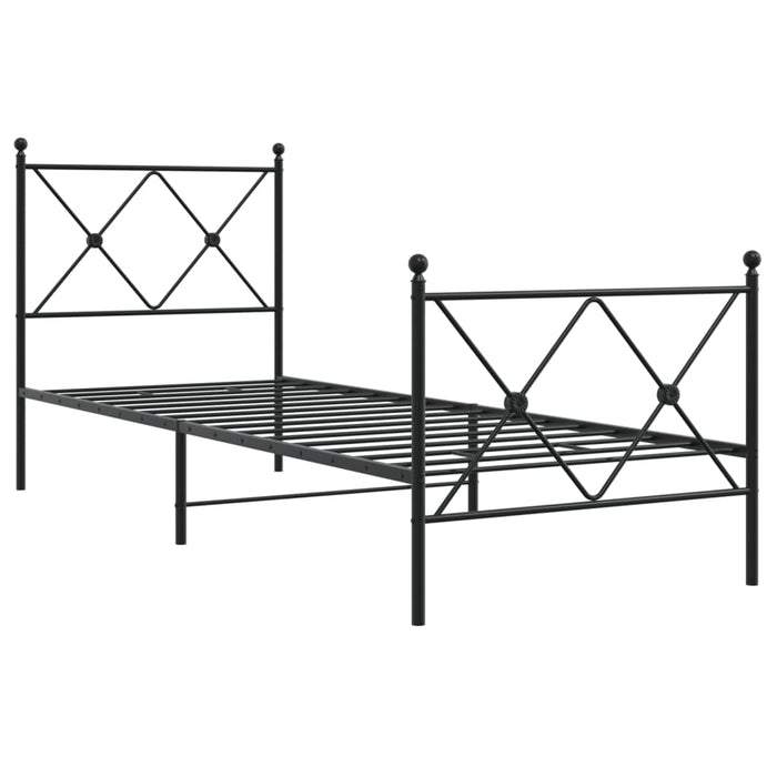 Cadru pat metalic cu tăblii de cap/picioare, negru, 80x200 cm - WALTI WALTI