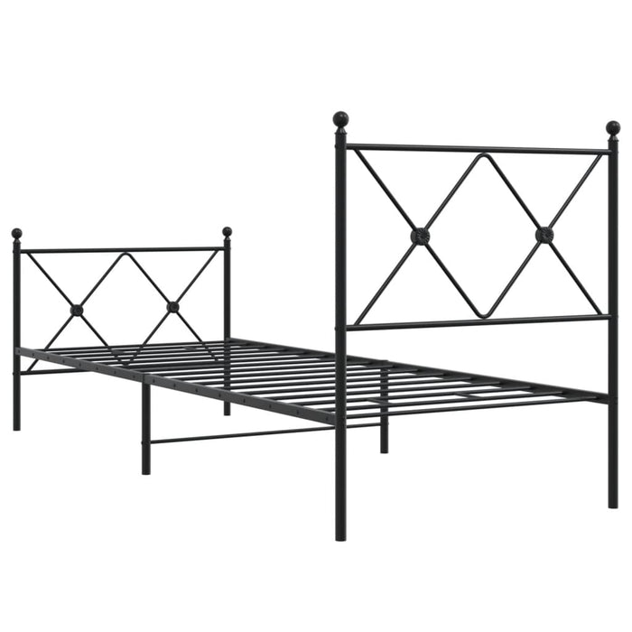 Cadru pat metalic cu tăblii de cap/picioare, negru, 80x200 cm - WALTI WALTI