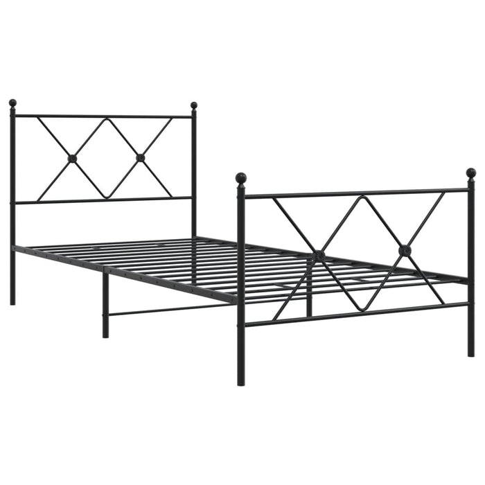 Cadru pat metalic cu tăblii de cap/picioare, negru, 90x190 cm WALTI