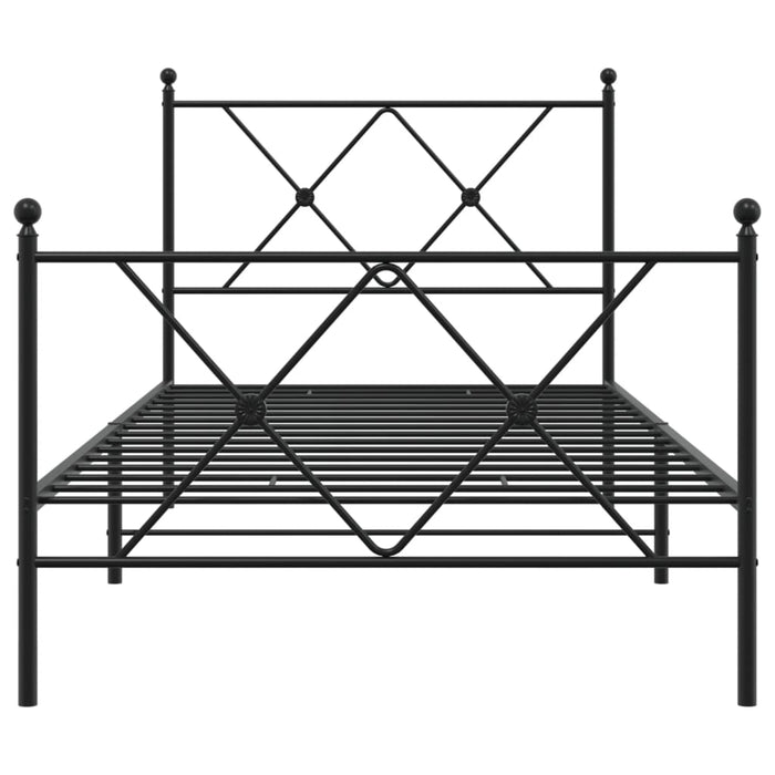 Cadru pat metalic cu tăblii de cap/picioare, negru, 90x190 cm WALTI