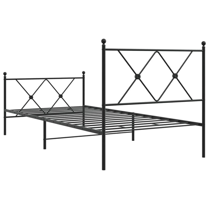 Cadru pat metalic cu tăblii de cap/picioare, negru, 90x190 cm WALTI