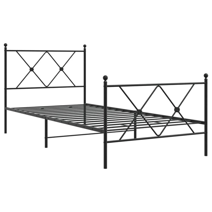 Cadru pat metalic cu tăblii de cap/picioare, negru, 90x200 cm - WALTI WALTI