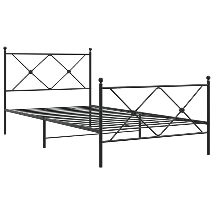 Cadru pat metalic cu tăblii de cap/picioare, negru, 100x190 cm - WALTI WALTI