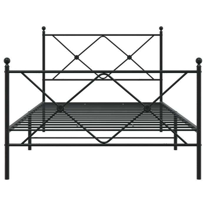 Cadru pat metalic cu tăblii de cap/picioare, negru, 100x190 cm - WALTI WALTI