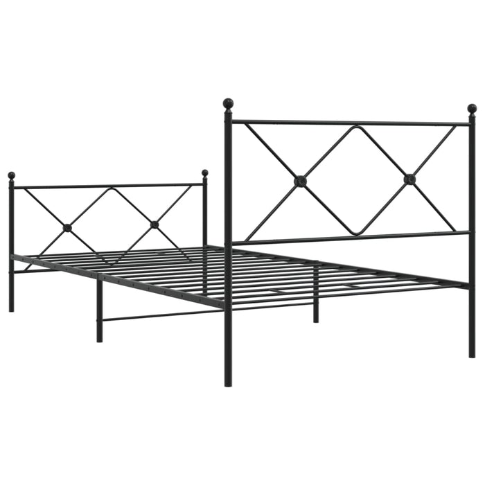 Cadru pat metalic cu tăblii de cap/picioare, negru, 100x190 cm - WALTI WALTI