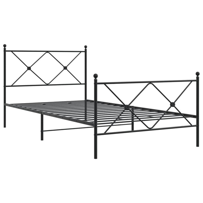 Cadru pat metalic cu tăblii de cap/picioare, negru, 100x200 cm WALTI