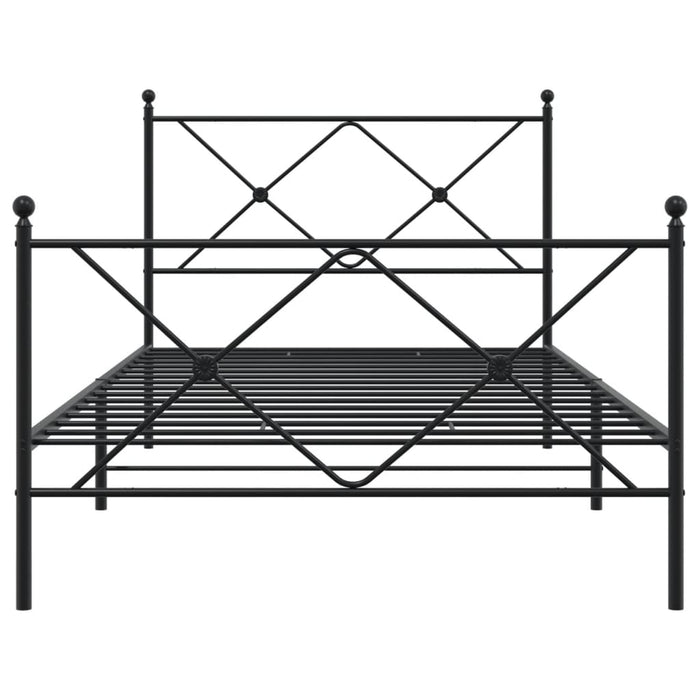 Cadru pat metalic cu tăblii de cap/picioare, negru, 100x200 cm WALTI