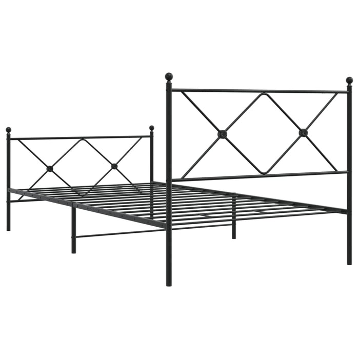 Cadru pat metalic cu tăblii de cap/picioare, negru, 100x200 cm WALTI