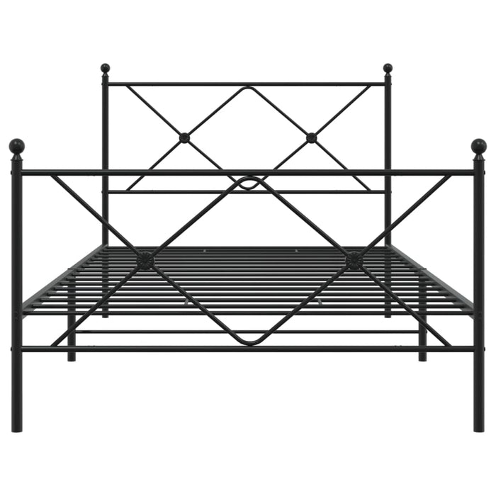 Cadru pat metalic cu tăblii de cap/picioare, negru, 107x203 cm - WALTI WALTI