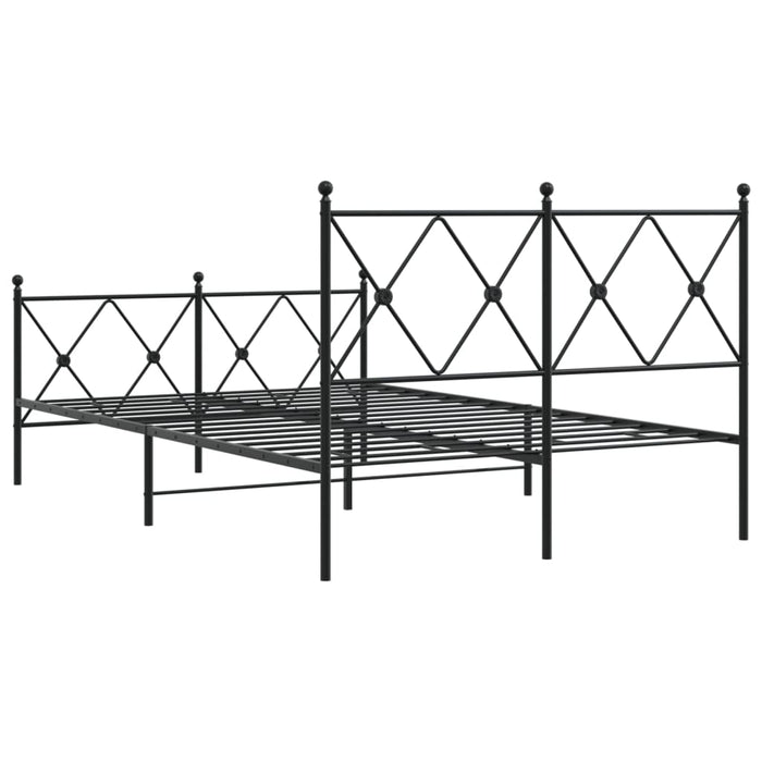 Cadru pat metalic cu tăblie de cap/picioare, negru, 120x190 cm - WALTI WALTI