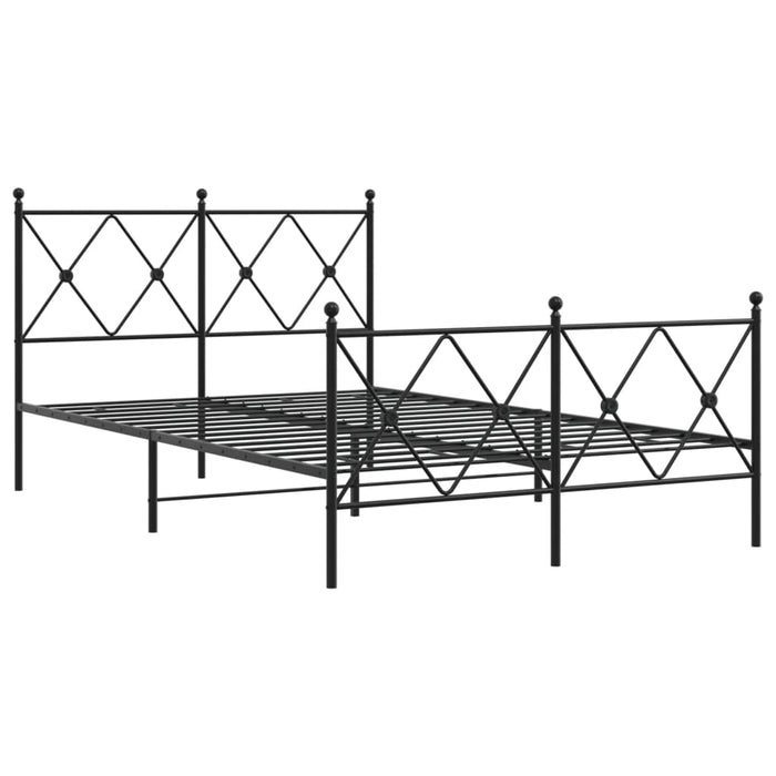 Cadru pat metalic cu tăblie de cap/picioare, negru, 120x200 cm - WALTI WALTI