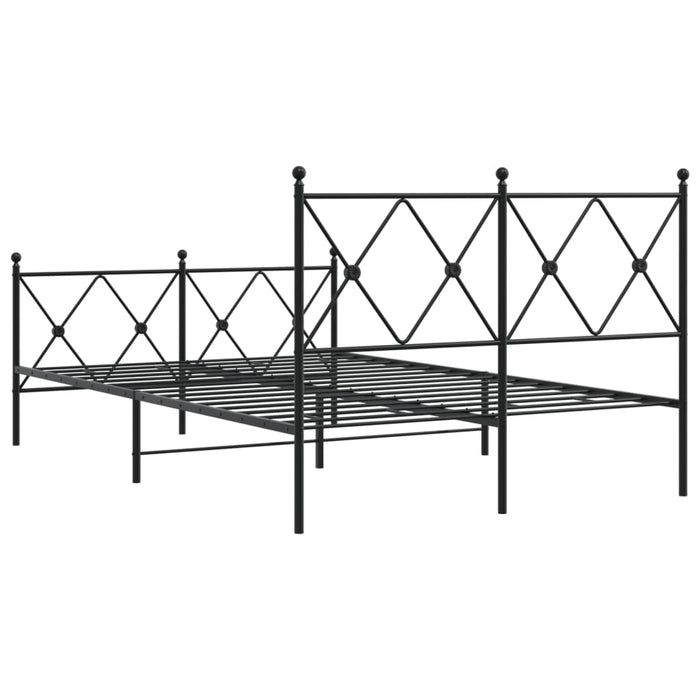 Cadru pat metalic cu tăblie de cap/picioare, negru, 120x200 cm - WALTI WALTI