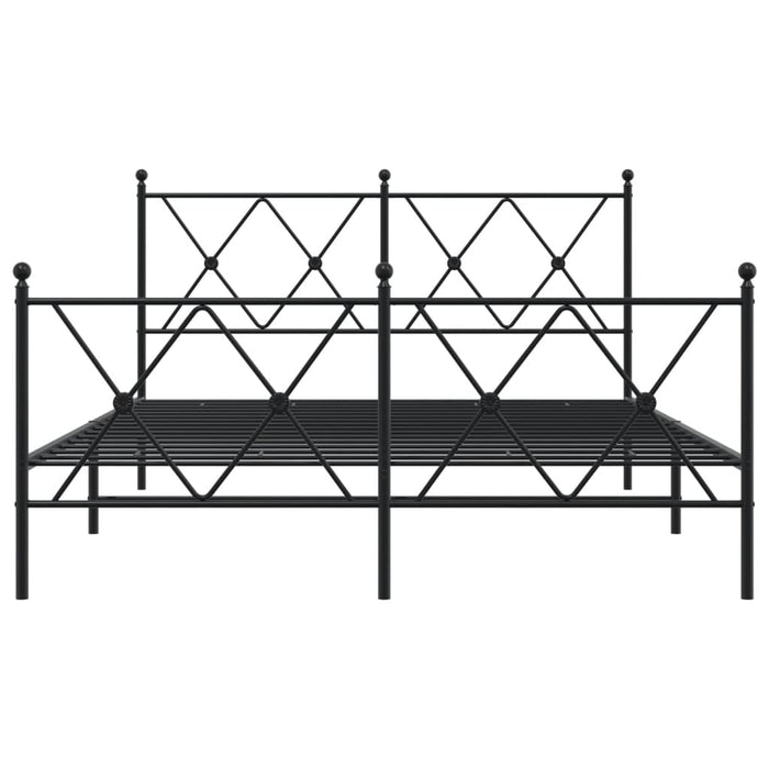 Cadru pat metalic cu tăblie de cap/picioare, negru, 137x190 cm - WALTI WALTI