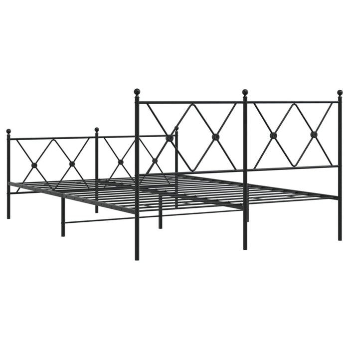 Cadru pat metalic cu tăblie de cap/picioare, negru, 137x190 cm - WALTI WALTI