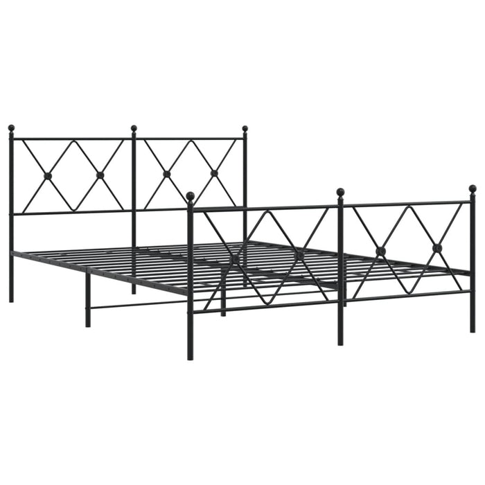 Cadru pat metalic cu tăblie de cap/picioare, negru, 140x190 cm - WALTI WALTI