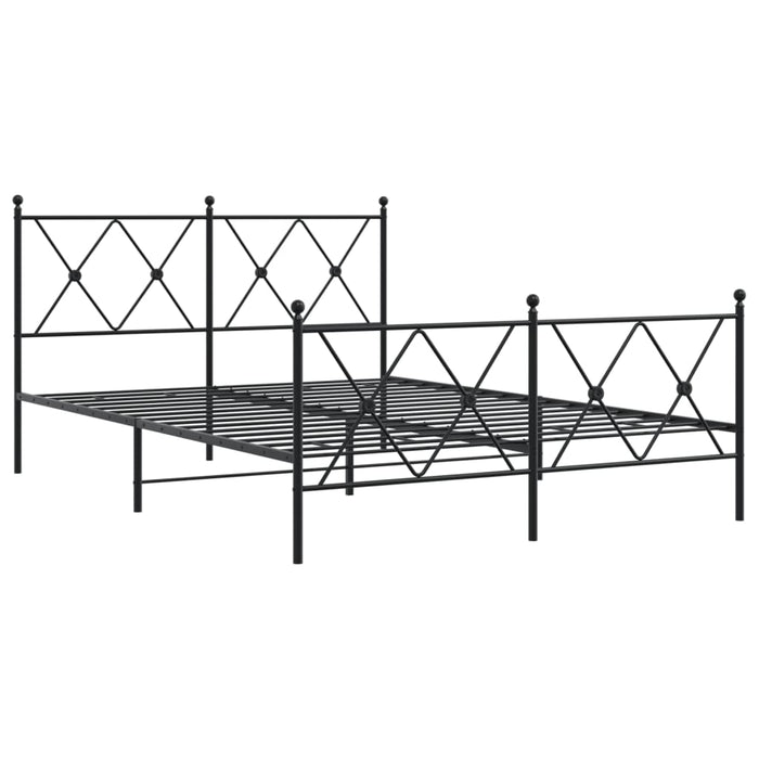 Cadru pat metalic cu tăblie de cap/picioare, negru, 140x200 cm WALTI