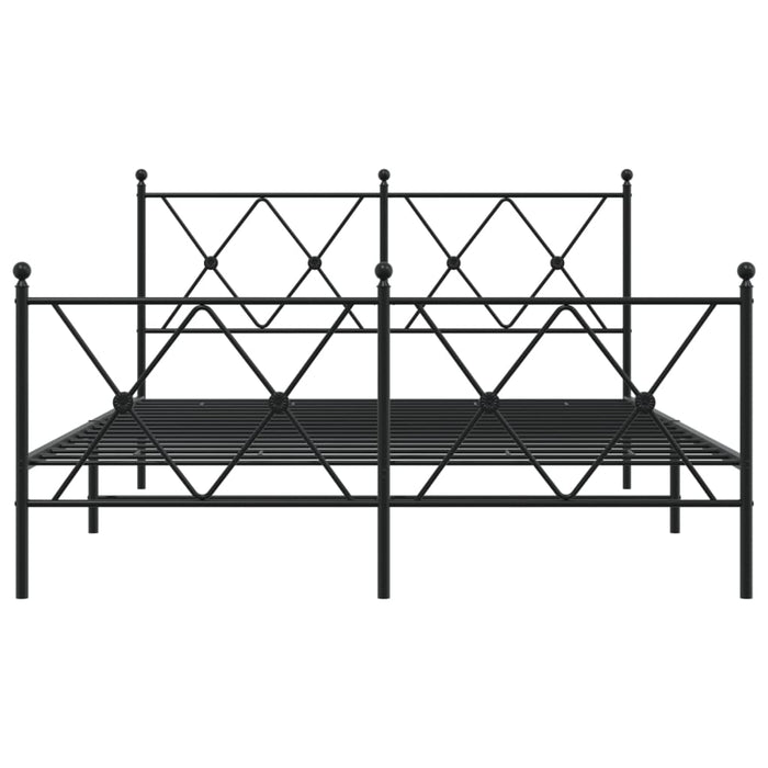 Cadru pat metalic cu tăblie de cap/picioare, negru, 140x200 cm WALTI